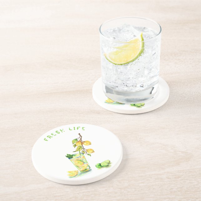 Lemon Juice Cool Drink Lemonade Party Coaster (Side)