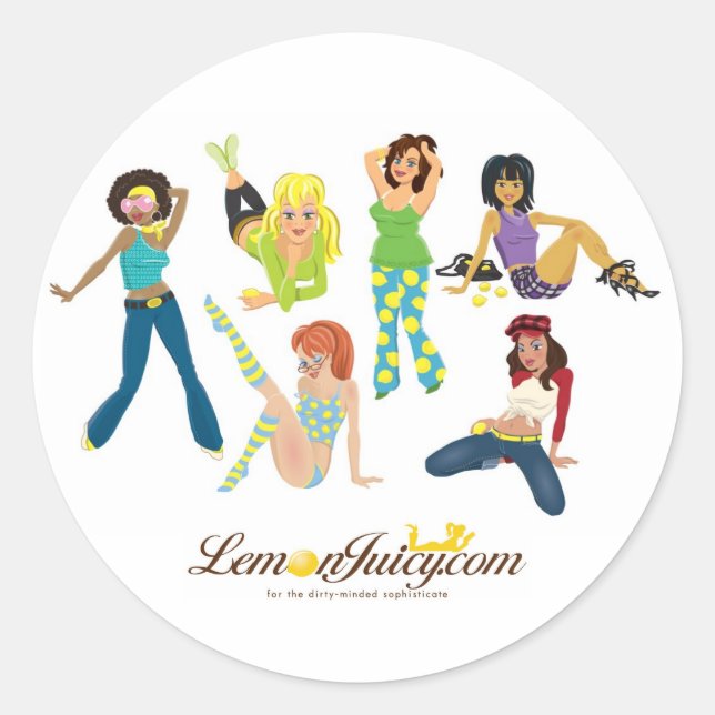Lemon Juicy Gals Classic Round Sticker (Front)