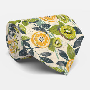 Lemon Kiwi Pattern Men's Necktie