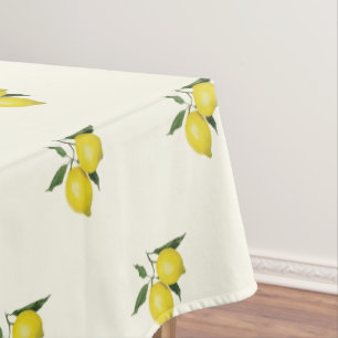 Lemon Leaves Citrus Yellow Pattern Tablecloth