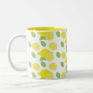 Lemon Leaves Modern Yellow Two-Tone Coffee Mug