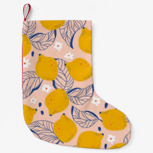 Lemon Leaves: Pink Vintage Seamless. Small Christmas Stocking