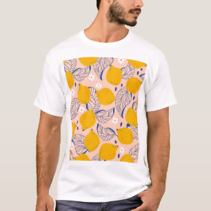 Lemon Leaves: Pink Vintage Seamless. T-Shirt