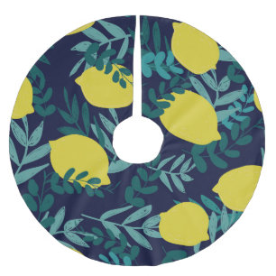 Lemon leaves: vintage illustration background. brushed polyester tree skirt