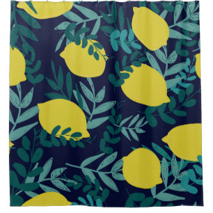 Lemon leaves: vintage illustration background. shower curtain