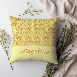 Lemon leaves white yellow orange Pattern name  Cushion