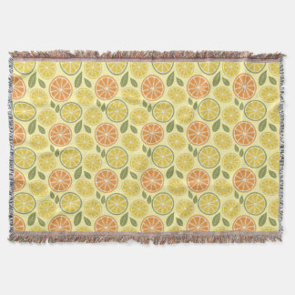 Lemon leaves white yellow Pattern  Throw Blanket