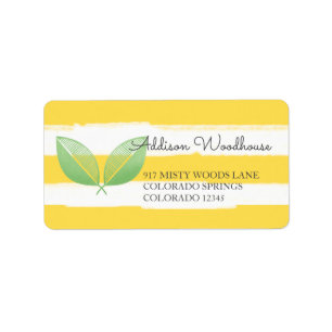 Lemon Leaves Yellow & Green   Personalised Label