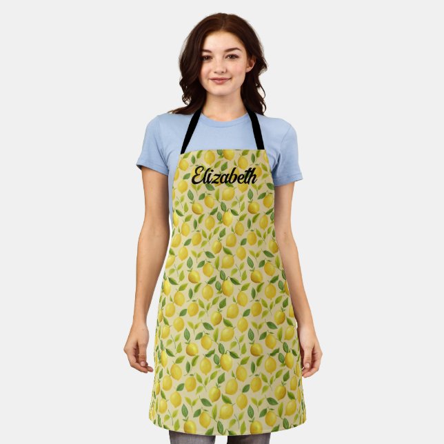  Lemon Leaves Yellow Pattern  Apron (Worn)