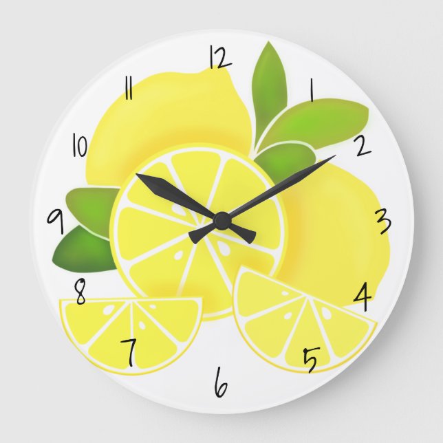 Lemon lemons lemon slices tropical yellow fruit  large clock (Front)