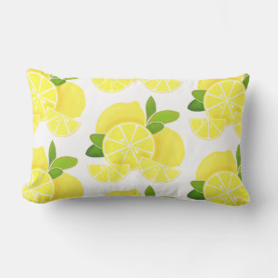 Lemon lemons lemon slices tropical yellow fruit  lumbar cushion