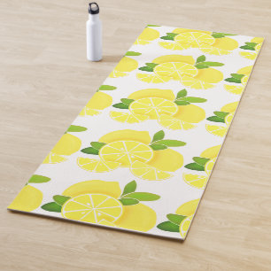 Lemon lemons lemon slices tropical yellow fruit yoga mat