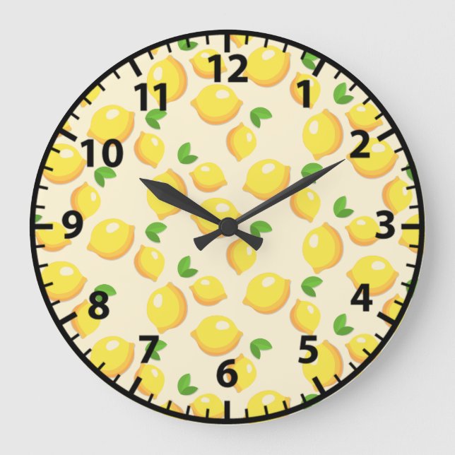 Lemon Lemons Summer Fruit Yellow Wall Clock (Front)