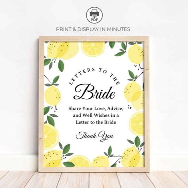 Lemon "Letters to the Bride" Bridal Shower sign (Creator Uploaded)