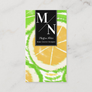 Lemon Lime Abstract Home Interior Designer Stylist Business Card