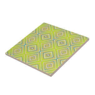 Lemon Lime Alternative Diamond Pattern  Ceramic Tile