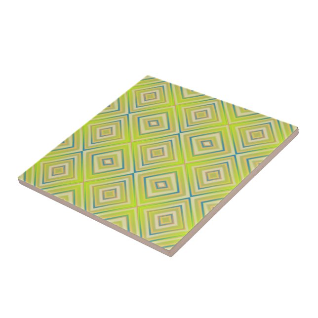 Lemon Lime Alternative Diamond Pattern  Ceramic Tile (Side)