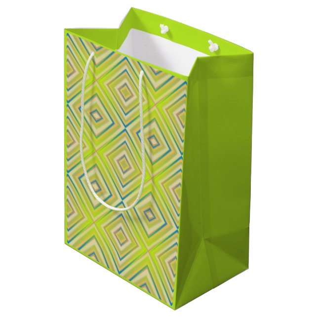 Lemon Lime Alternative Diamond Pattern Medium Gift Bag (Back Angled)