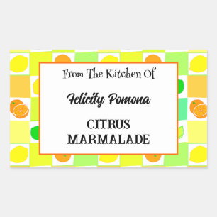 Lemon, Lime and Oranges Citrus Fruit Editable Rectangular Sticker