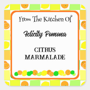 Lemon, Lime and Oranges Citrus Fruit Editable Square Sticker
