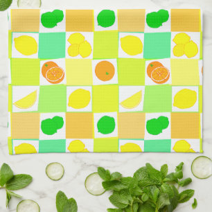 Lemon Lime and Oranges Pattern Tea Towel