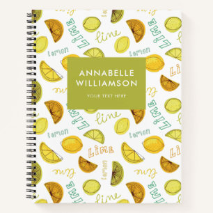Lemon & Lime Citrus Fruit Pattern Notebook