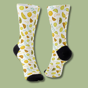 Lemon & Lime Citrus Fruit Pattern Socks