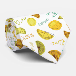 Lemon & Lime Citrus Fruit Pattern Tie