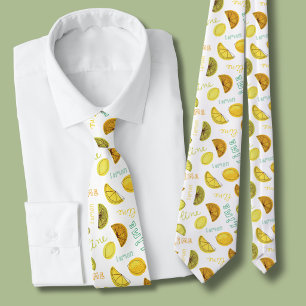 Lemon & Lime Citrus Fruit Pattern Tie