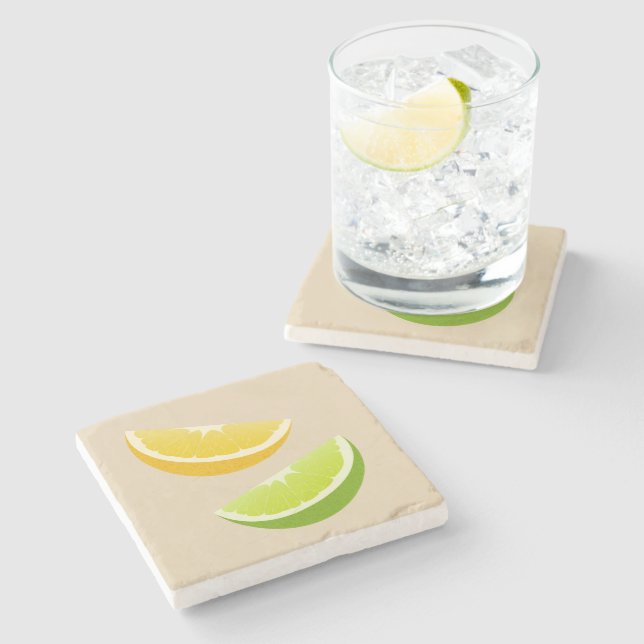 Lemon & Lime Citrus Stone Coaster (Side)