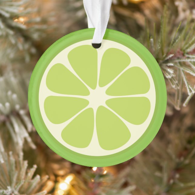 Lemon Lime Green Juicy Summer Citrus Fruit Slice Ornament (Tree)