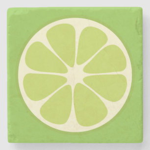 Lemon Lime Green Juicy Summer Citrus Fruit Slice Stone Coaster