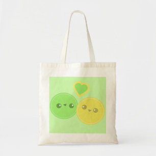 Lemon Lime Heart Kawaii tote bag