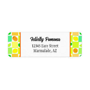 Lemon, Lime Orange Citrus Fruit Pattern Editable Return Address Label