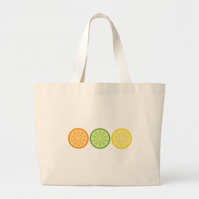 Lemon Lime Orange Large Tote Bag (Front)