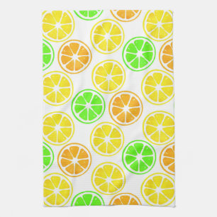Lemon Lime Orange Slices Pattern Tea Towel