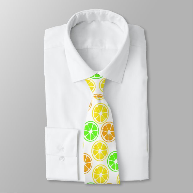 Lemon Lime Orange Slices Pattern Tie (Tied)