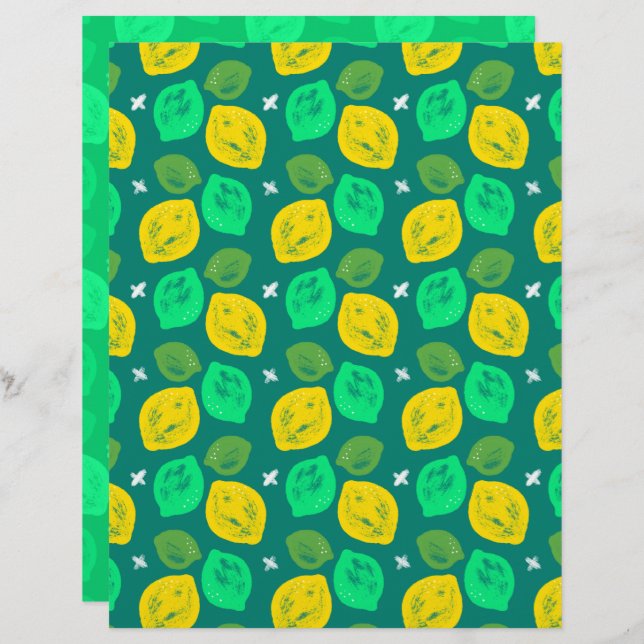 Lemon Lime Scrapbook Paper (Front/Back)