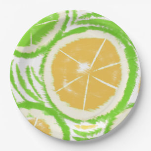 Lemon Lime Slices Swirl Abstract Party Paper Plate
