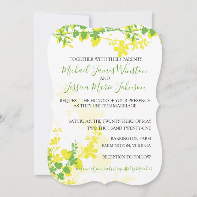 Lemon Lime Vines Wedding Invitation (Front)