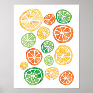 Lemon Limes and Oranges watercolor poster