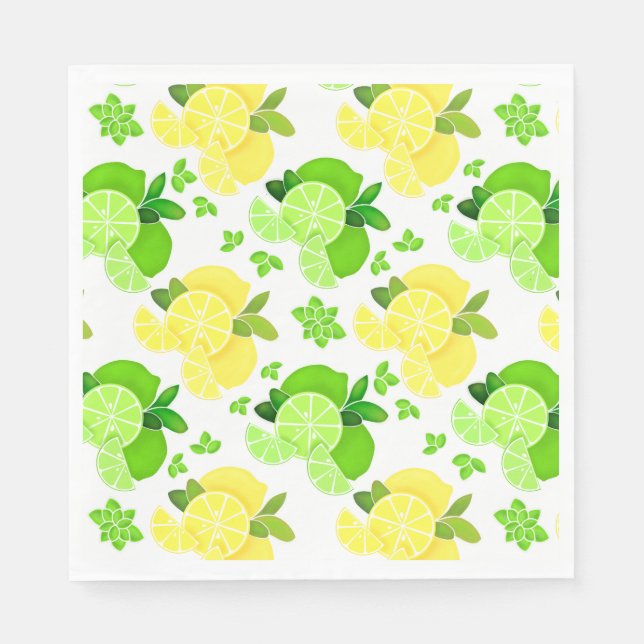 Lemon limes green fruit yellow fruit citrus fruit napkin (Front)