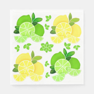 Lemon limes green fruit yellow fruit citrus fruit napkin