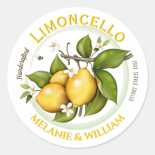 Lemon Limoncello Fruit Botanical Classic Round Sticker (Front)