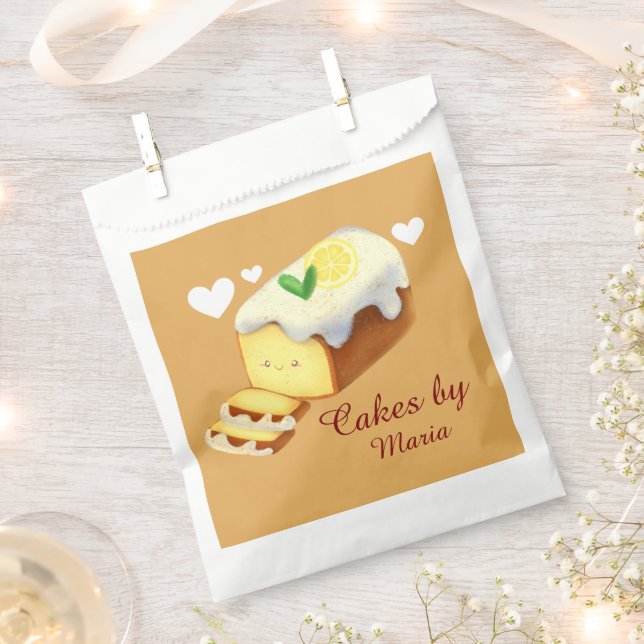 Lemon Loaf Cake Bread With Icing Favour Bag (Clipped)