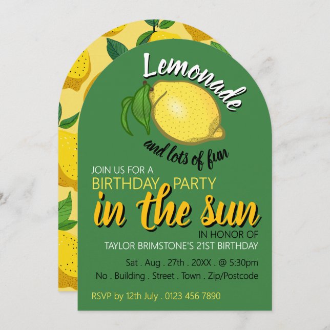 Lemon Logo, Lemonade & Lots of Fun Birthday  Invitation (Front/Back)