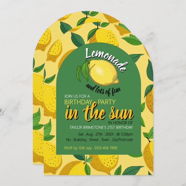 Lemon Logo, Lemonade & Lots of Fun Birthday  Invitation (Front/Back)