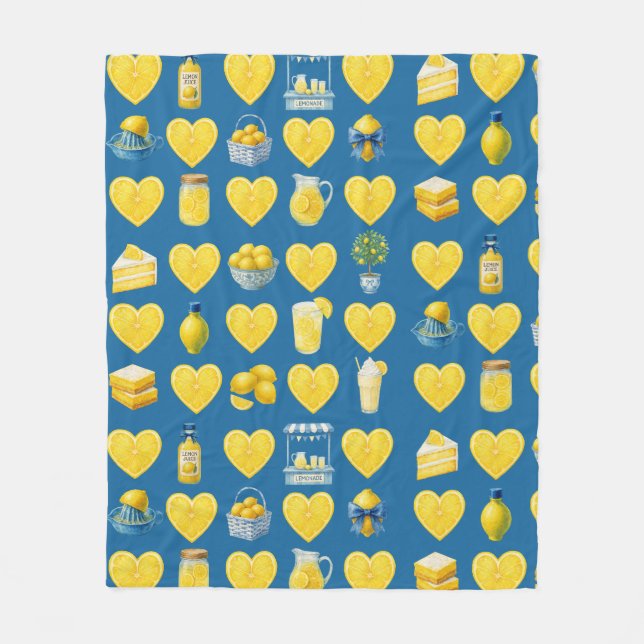 Lemon Love Pattern Fleece Blanket (Front)