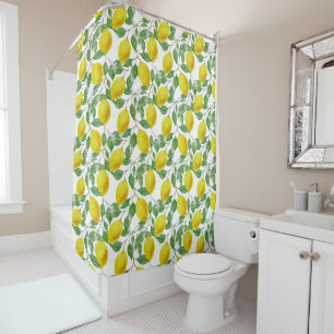 Lemon Lush White Shower Curtain