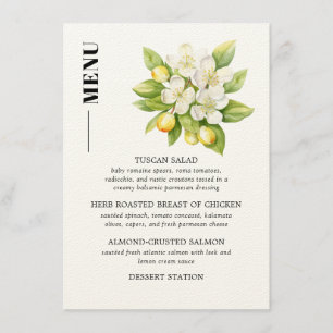 Lemon & Magnolia Floral Citrus Wedding Menu